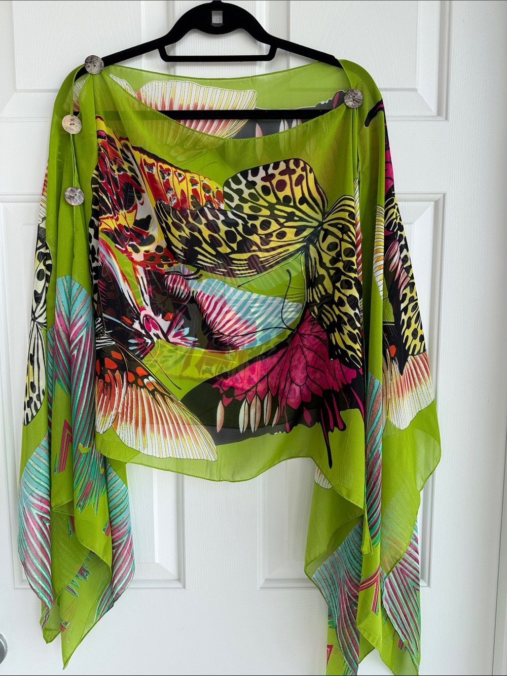 Lightweight Green Floral Sheer Scarf Wrap